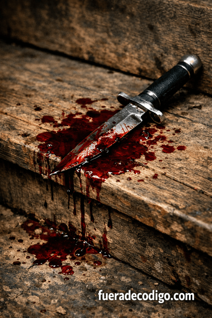 Rastro de sangre en la madera para determinar el asesinato de Jhonier Leal.